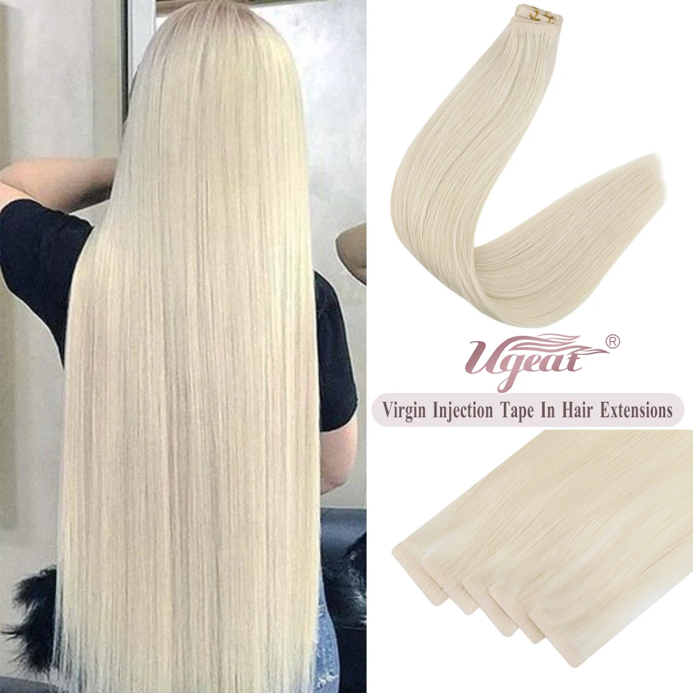 Top Trends: 12 Months Ugeat Invisible Tape In Human Hair Extensions 10A Grade Seamless Skin Weft Injection Virgin Tape In Hair 2.5G / Pieces Shoppable Styles