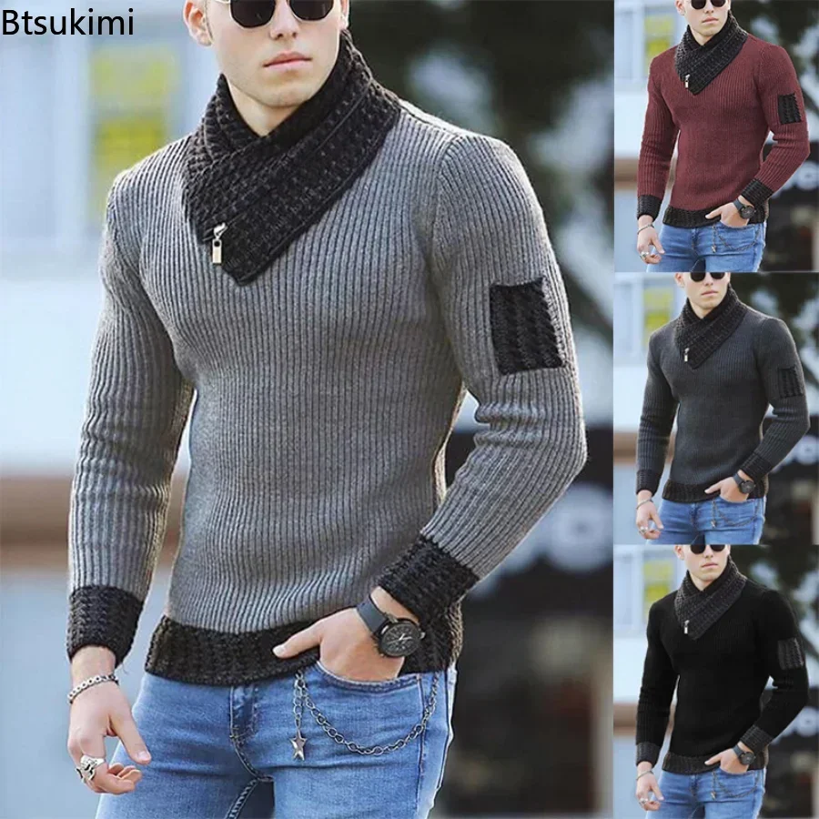 Top Trends: New Autumn Winter Men Casual Vintage Knitted Sweater Wool Turtleneck Oversize 2024 Korean Men Warm Cotton Pullovers Sweaters Shoppable Styles