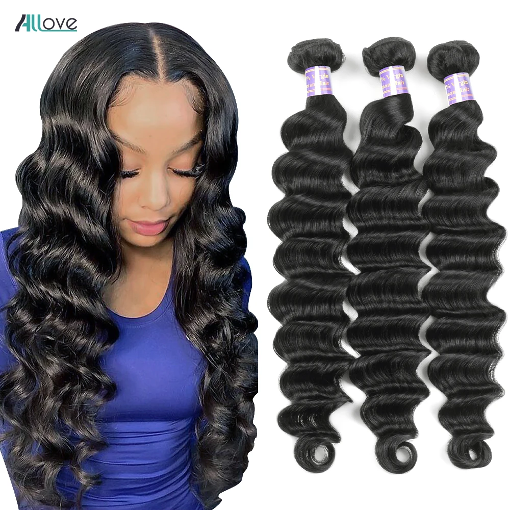 Top Trends: Loose Deep Wave Bundles 30 Inch Human Hair Bundles Brazilian Remy Hair Weave Weft 1 / 3 / 4 PCS Human Hair Extensions Natural Black Shoppable Styles