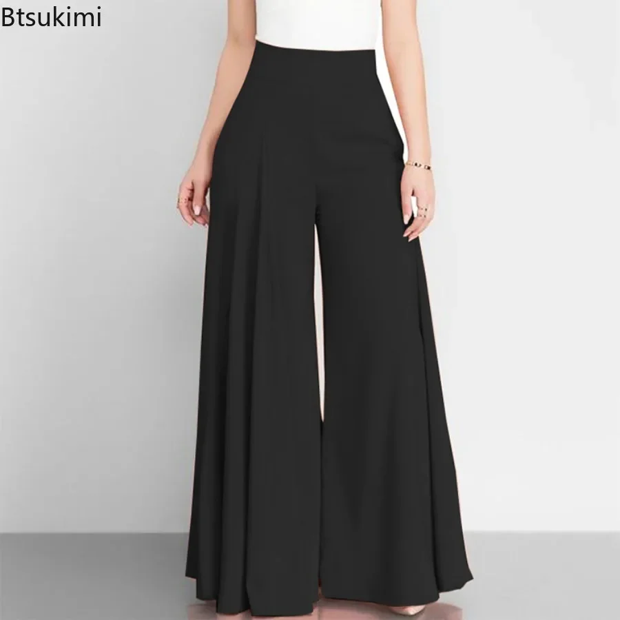 Top Trends: New 2024 Women&#039;s High Waist Wide Leg Pants Solid Formal Office OL Style Trousers Female Casual Satin Trousers With Pockets Pants Shoppable Styles