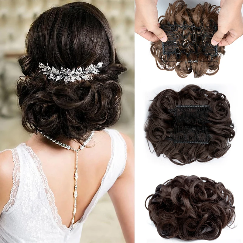 Top Trends: Large Comb Clip In Curly Hair Extension Synthetic Hair Pieces Chignon Women Updo Cover Hairpiece Extension Hair Bun For Women Shoppable Styles