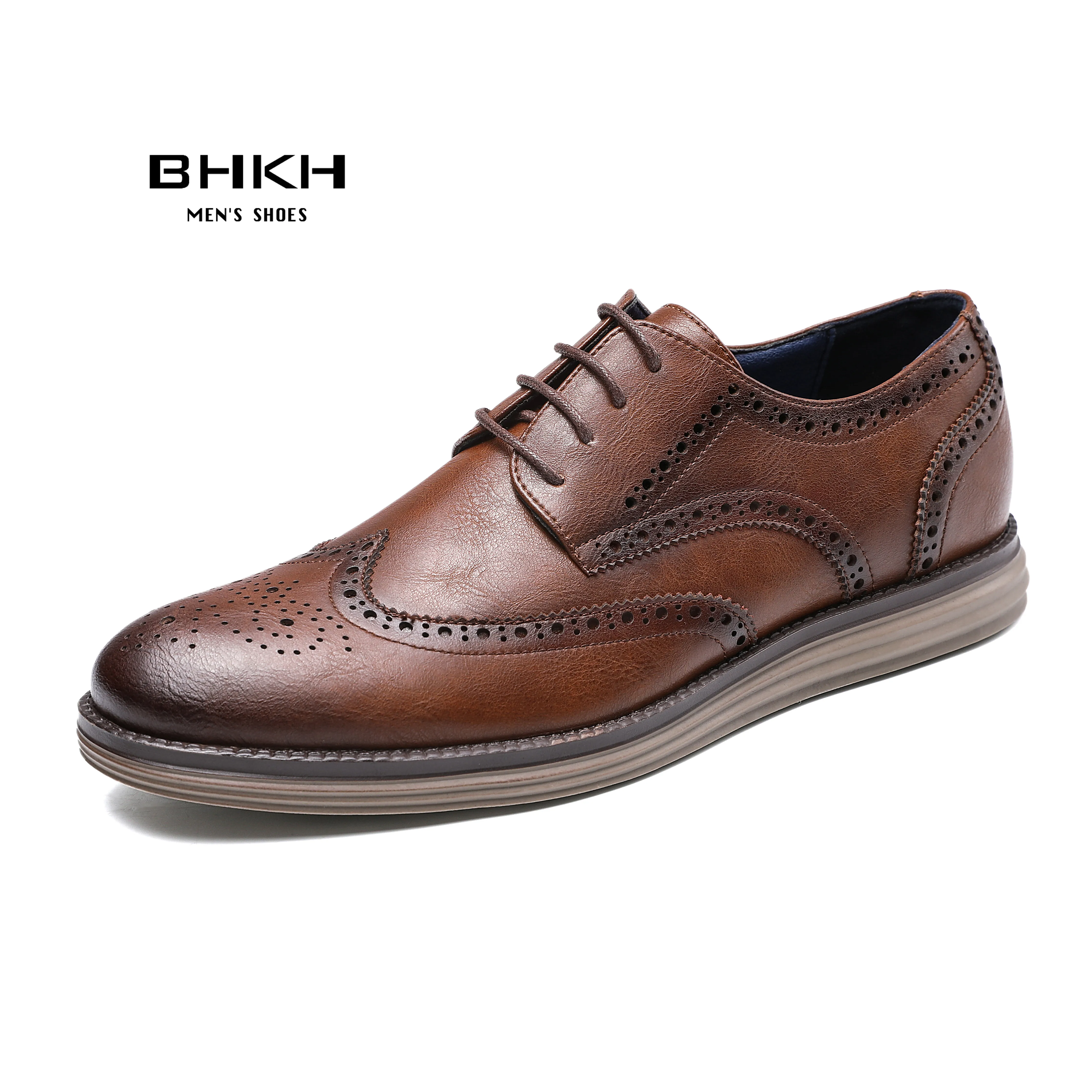 Top Trends: BHKH 2022 Autumn Man Dress Shoes Genuine Leather Lace-up Men Casual Shoes Smart Business Office Work Footwear Men Shoes Shoppable Styles - Image 4