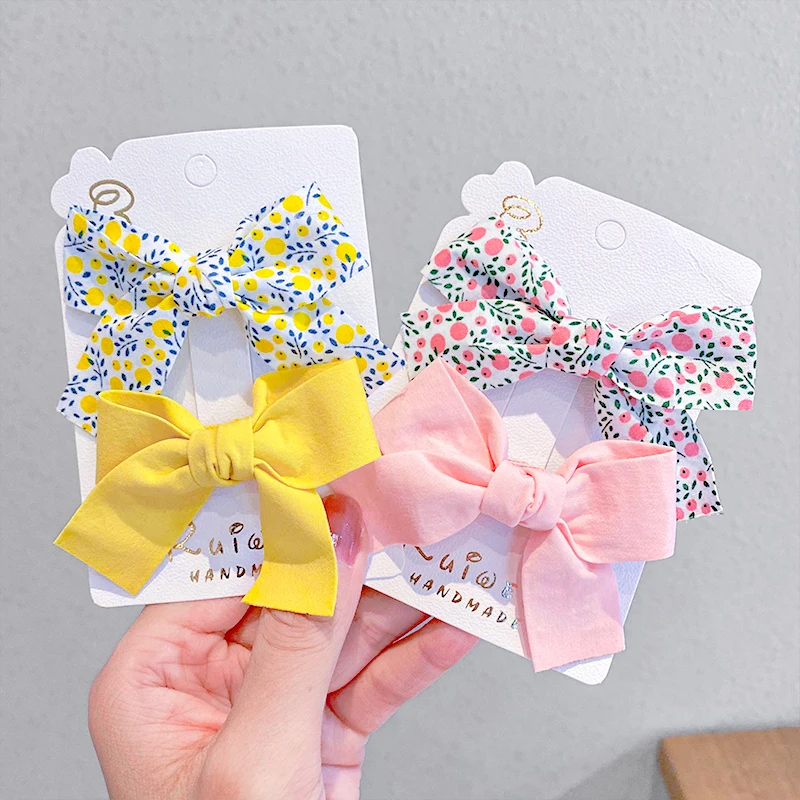 Top Trends: 2Pcs / Set Flower Baby Hair Clips Bows For Cute Girls Hair Clip Children Handmade Hairpin Barrettes Headwear Kids Hair Accessories Shoppable Styles