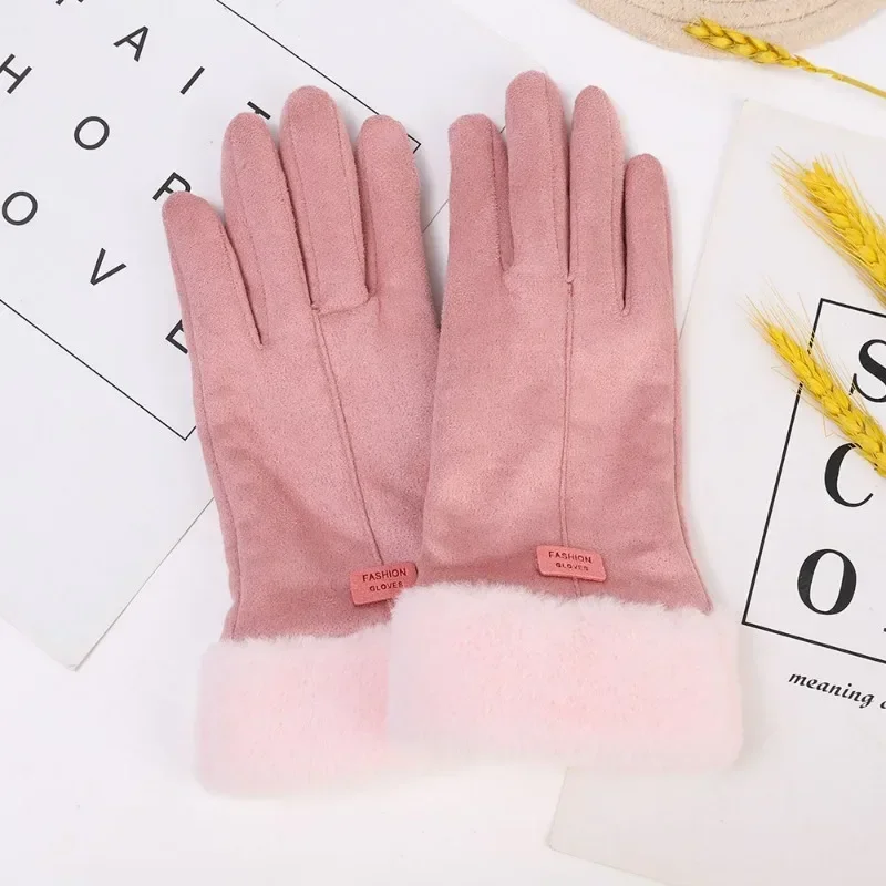 Top Trends: Cotton Suede Gloves Autumn Winter Women Girls Plush Thicken Warm Gloves Outdoor Cold-Proof Cycling Casual Gloves Elegant Gifts Shoppable Styles - Image 5