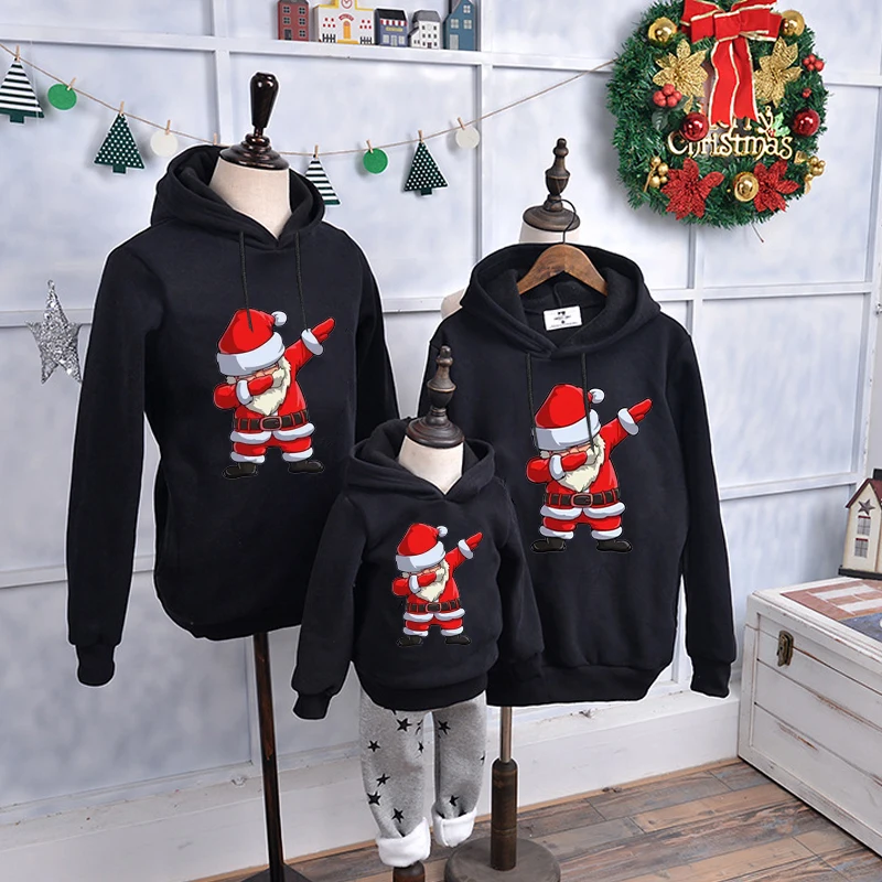 Top Trends: Parent-child Clothing Autumn Winter Hoodies Cute Christmas Santa Print Pullover Sweatshirt For Men And Women And Kids Clothes Shoppable Styles