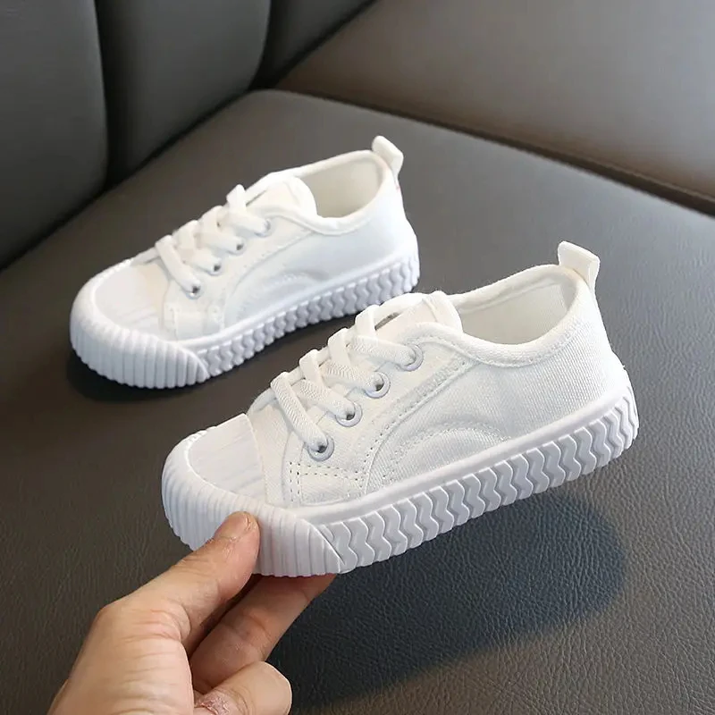 Top Trends: Baby Child White / black Sneakers Spring 2023 Leisure Lace-up Kids Comfort Sneakers Boy / girl Canvas Shoes Toddlers Tennis Shoppable Styles