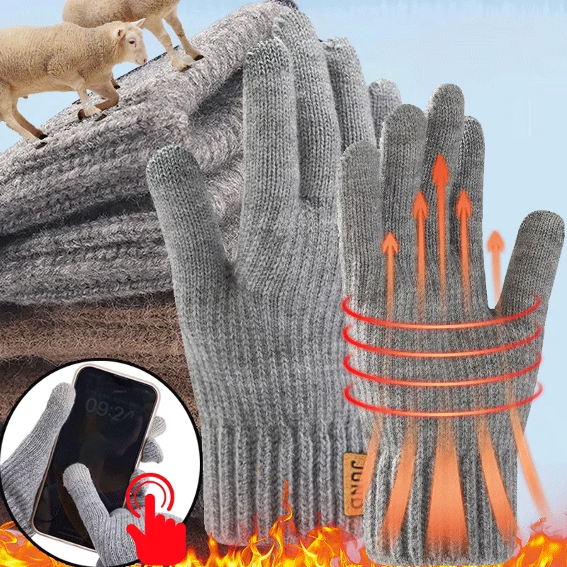 Top Trends: Warm Five Finger Mittens Fashion New Cashmere Gloves Winter Men Outdoors Skiing Cycling Motorcycle Cold-proof Fingering Glove Shoppable Styles