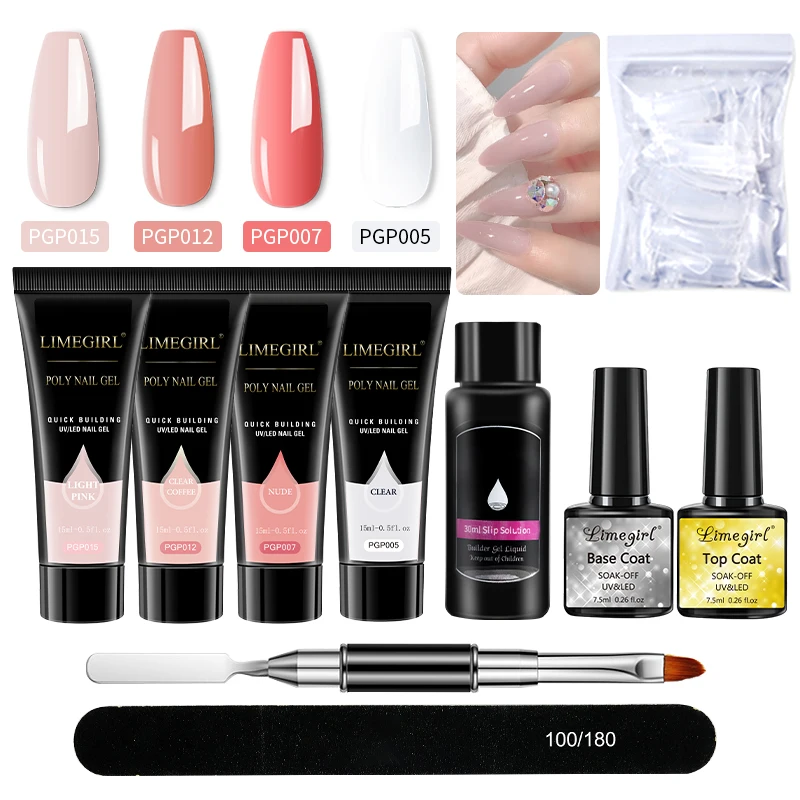 Top Trends: Nail Art Limegirl Kit Poly Nail Gel Extending Soaking Gel Kit Nail Art Acrylic Gel Varnish Kit For Novices Semi Permanent Gel So Shoppable Styles