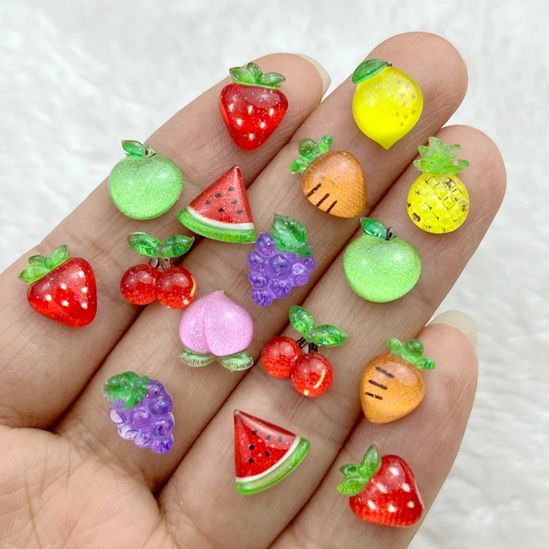 Top Trends: 50pcs 3D Shiny And Cute Artificial Fruit Nail Art Resin Mixed Color Flower Nail Art Charm Flower Shape Nail Art Supplies Shoppable Styles