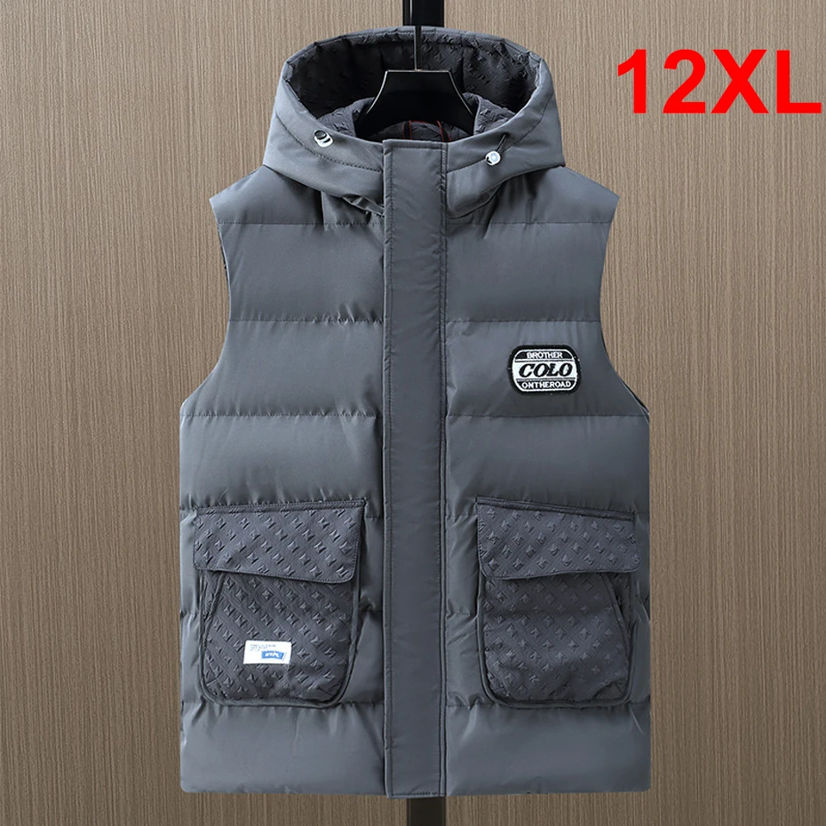 Top Trends: Winter Vests Men Thick Warm Vest Plus Size 10XL 12XL Fashion Casual Solid Color Black Vests Sleeveless Jacket Big Size 12XL Shoppable Styles