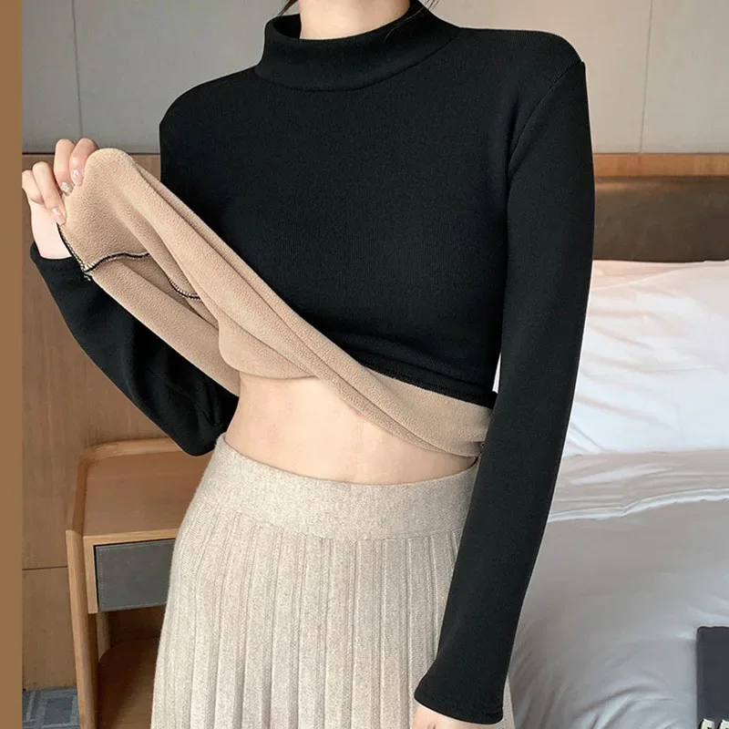 Top Trends: Women Cashmere Sweater 2023 Winter Thicken Warm O-neck Thermal Jumper Casual Pullovers Solid Fleece Tops Basic Bottoming Shirts Shoppable Styles - Image 5