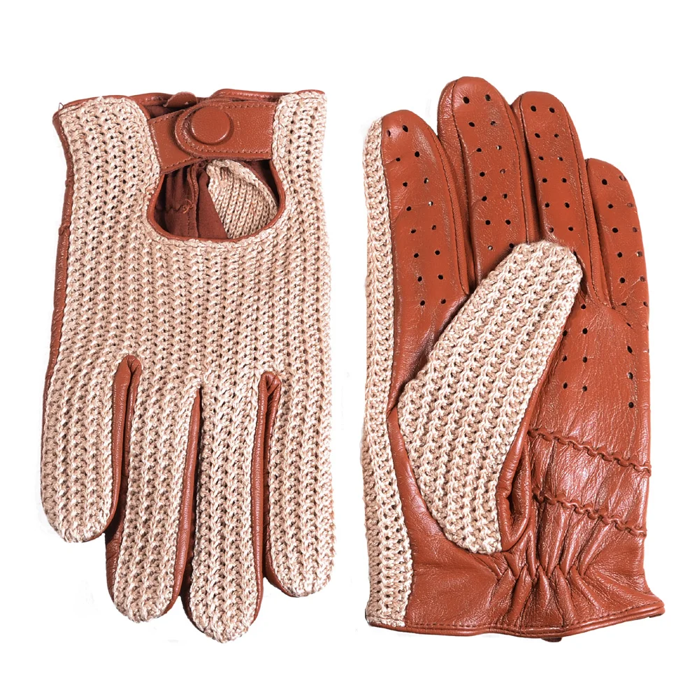 Top Trends: Men's Classic Real Leather Retro Unlined Driving Knitted Sports Riding Equestrianism Touch Screen Short Gloves Shoppable Styles - Image 4