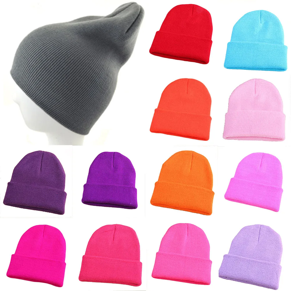 Top Trends: Classic Fluorescent Cap Warm Knit Cap Solid Unisex Beanies Winter Wool Blend Soft Warm Knitted Cap Skull Hat Ski Woolen Caps Shoppable Styles