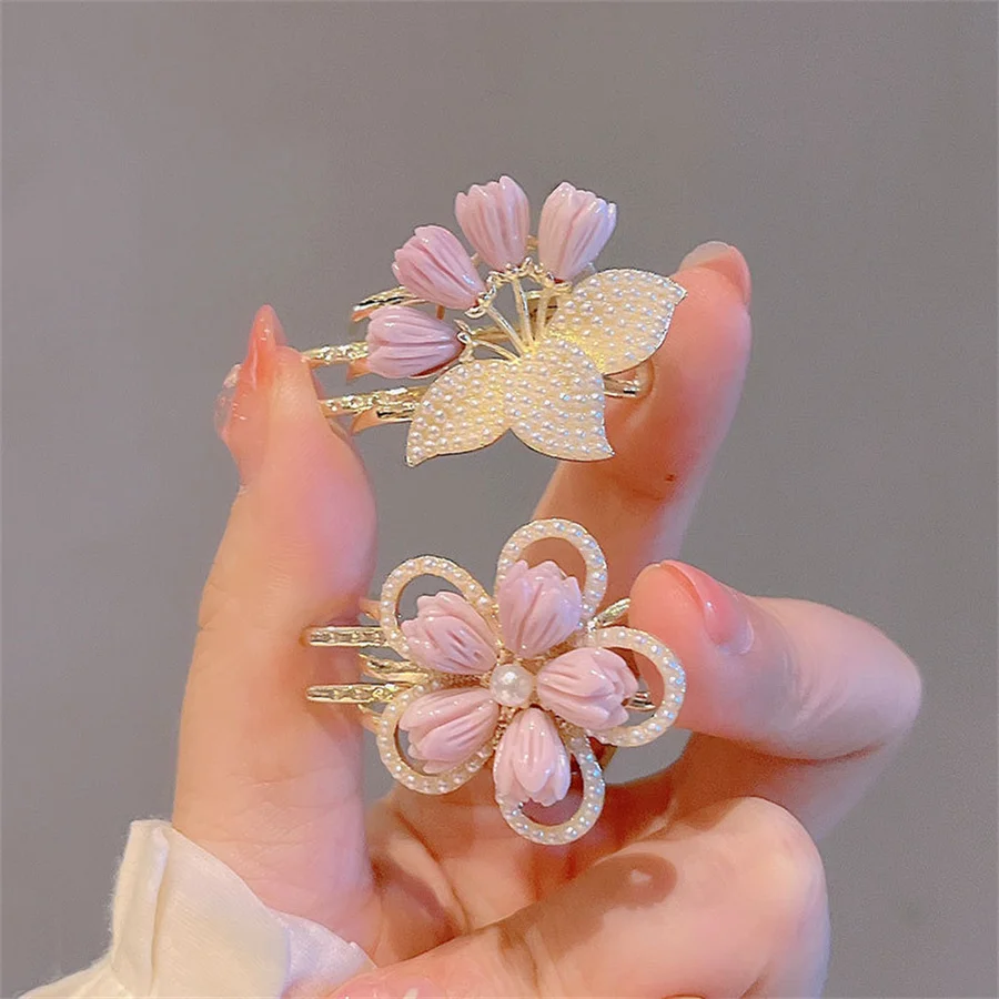 Top Trends: New Exquisite Flower Pearl Small Clip Clip Hair Clip Ladies Pink Sweet Broken Hair Side Bangs Clip Hair Accessories Headdress Shoppable Styles - Image 5