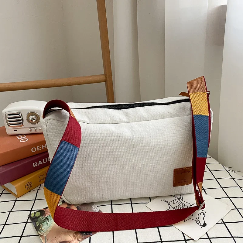 Top Trends: Women&#039;s Simple Large Capacity Canvas Crossbody Bag Travel Fashion Colorful Strap Single Solid Color Retro Shoulder Bag For Women Shoppable Styles