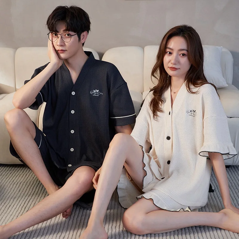 Top Trends: 2023 New Kimono Cotton Sleepwear For Couples Japan Fashion Homewear Men And Women Matching Pajamas Set For Summer Pijamas Shoppable Styles