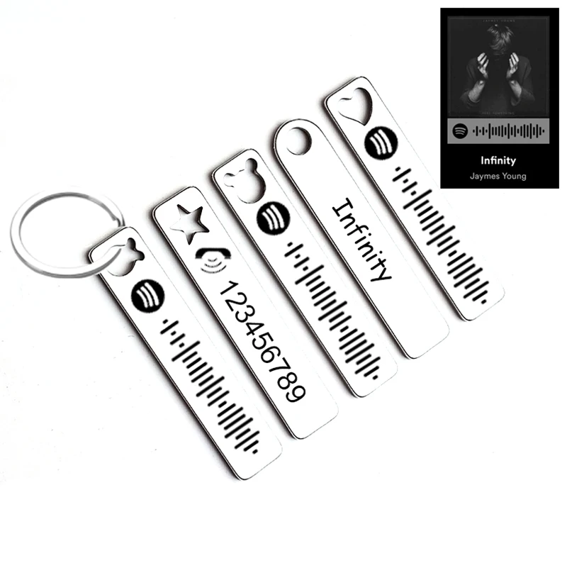 Top Trends: Custom Spotify Keychain For Women Men Personalized Music Scan Code Keyring Phone Number Car Keyholder Stainless Steel Jewelry Shoppable Styles