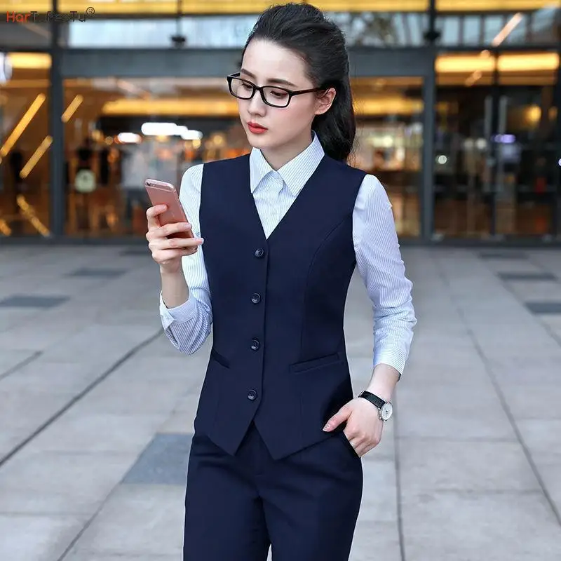 Top Trends: Business Vests Women Slim Fit OL Tops V Neck Formal Office Ladies Interview Coat Sleeveless Jacket Hotel Bar Work Wear Uniforms Shoppable Styles