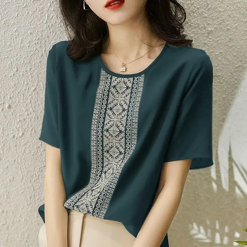 Top Trends: Summer Women Oversized Vintage Blouse Short Sleeve O-Neck Urban Fashion Casual Female Pullover 4XL Loose Chiffon Shirt 2022 New Shoppable Styles