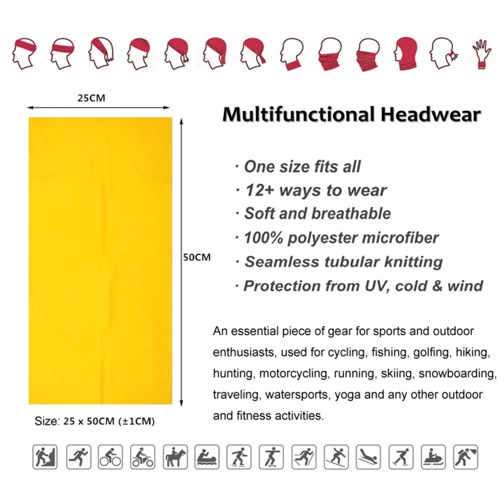 Top Trends: Breathable Outdoor Bandana Yellow Multifunction Cycling Neck Gaiter Sunblock Face Mask Headband Unisex Seamless Magic Scarf Shoppable Styles - Image 3