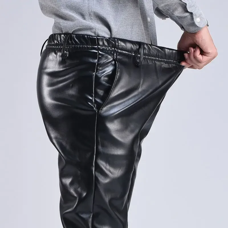 Top Trends: Spring Autumn Men Leather Pants Smart Casual Male PU Faux Leather Trousers Plus Size Oversize Shoppable Styles