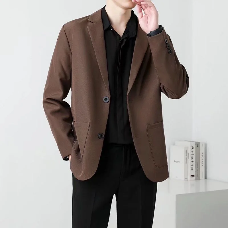 Top Trends: Spring Brown Black Blazer Men Slim Fit Fashion Social Mens Dress Jacket Business Formal Jacket Men Office Suit Jacket S-3XL Shoppable Styles