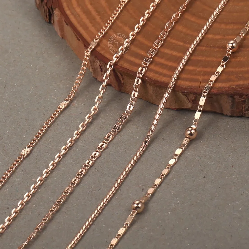 Top Trends: Elegant Thin Necklace For Women Girls 585 Rose Gold Color Herringbone Cuban Chain Fashion Party Gifts 2mm 3mm Shoppable Styles