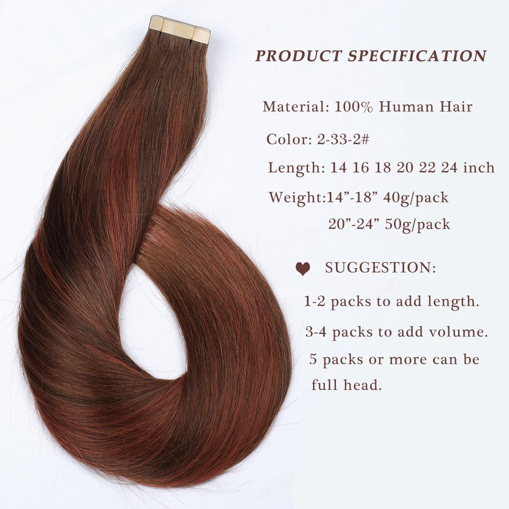 Top Trends: Tape In Hair Extensions 100% Human Hair Straight Seamless Skin Weft Adhesive Double Sided Tape Ends High Quality 20PCS / PACK Shoppable Styles - Image 2