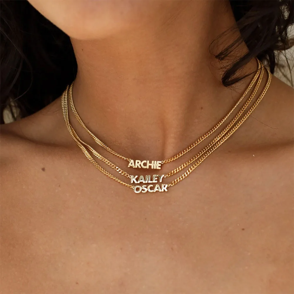 Top Trends: Custom Name Necklace With Curb Chain Personalised Gold Color Stainless Steel Name Necklaces For Women Christmas Jewelry Gift Shoppable Styles