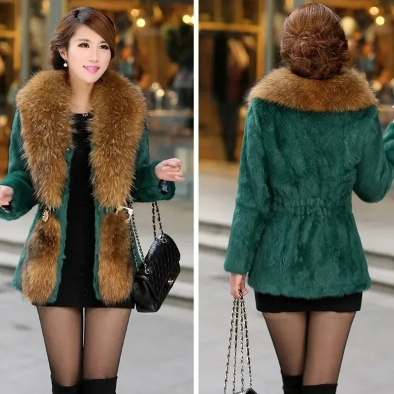 Top Trends: Windbreaker Faux Mink Fur Jacket Woman Winter 2022 Ladies Imitation Fox Wool Collar Coat Korean Fashion Warm Slim Winter Coats Shoppable Styles