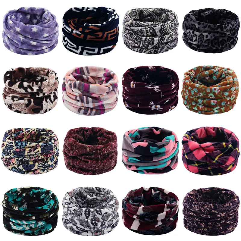 Top Trends: Winter Soft Fleece Scarf Double Layer Knitted Neck Warmer For Women Men Print Floral Plaid Solid Snood Scarves Warm Unisex Shoppable Styles