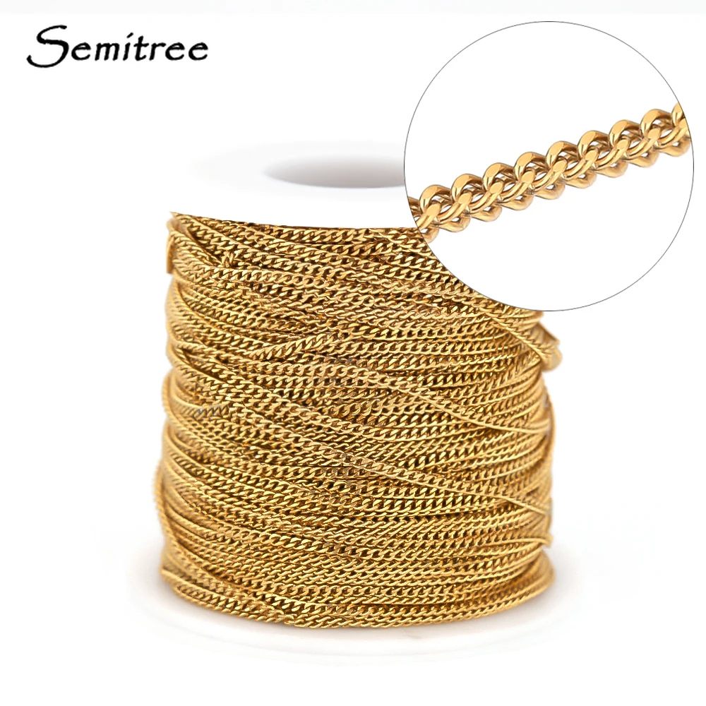 Top Trends: 2 Meters Stainless Steel Gold Color Curb Cuban Link Chain Chokers For DIY Jewelry Making Necklace Findings Bracelets Accessories Shoppable Styles