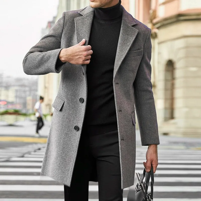 Top Trends: Men British Overcoat Jacket Winter Elegant Long Coat Male Windbreaker Casual Business Jackets Man Warm Coat Outerwear Streetwear Shoppable Styles