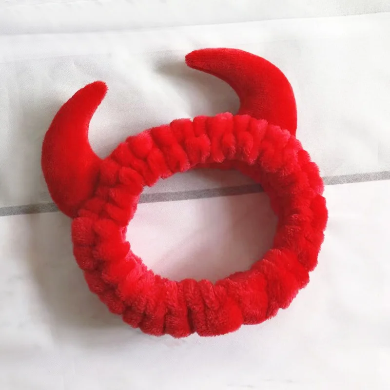 Top Trends: Cute Red Horns Elastic Hairbands For Women Wash Face Sport Soft Plush Rabbit Ears Headband Women Gift Hair Accessories Shoppable Styles