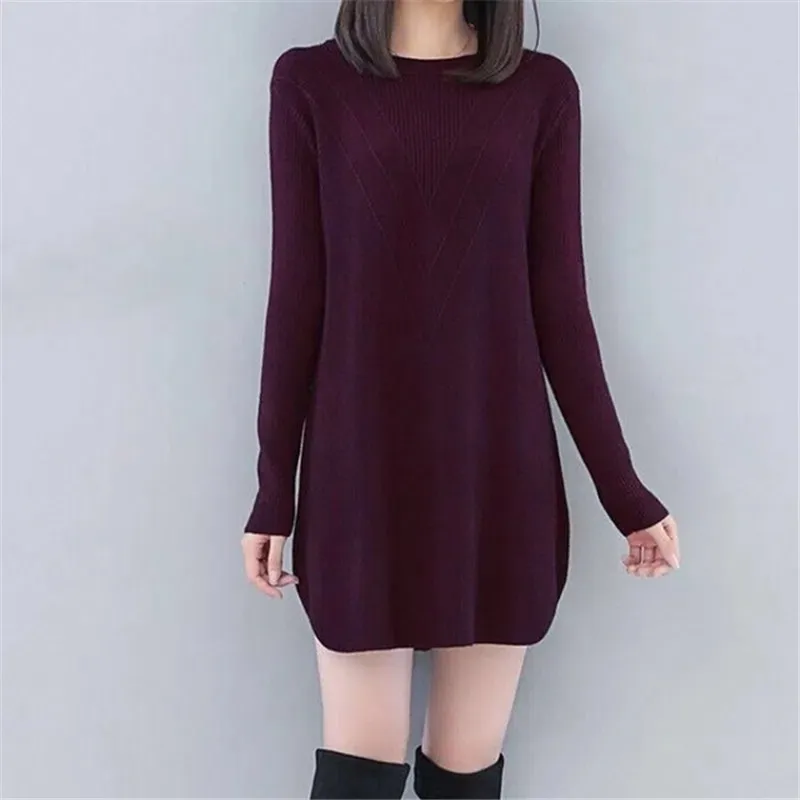 Top Trends: Ladies Mid-Long Sweaters Dress Autumn Winter Knitted Sweater Women Pullover 2023 New Warm O-Neck Loose Jumper Female Tops S-3XL Shoppable Styles - Image 3