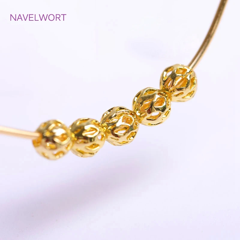 Top Trends: 4mm 5mm 6mm 18K Gold Plated Brass Round Hollow Spacer Beads Bracelet Necklace Making Accessories DIY Jewellery Making Supplies Shoppable Styles