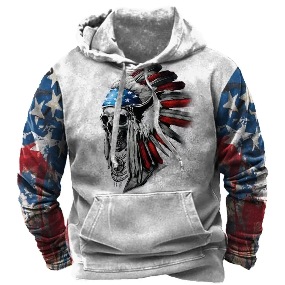 Top Trends: Retro Indian Animal Feather Men&#039;s Hooded Sweatshirt 3D Printed Harajuku Street Casual Long Sleeved Autumn Spring Top Sweater Shoppable Styles