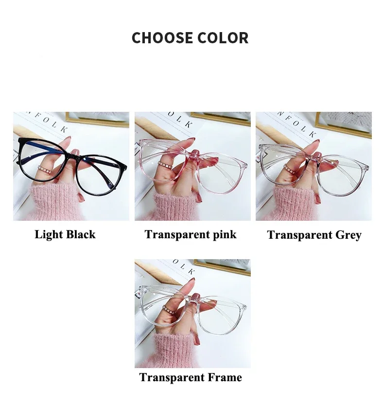 Top Trends: Women's Blue Light Blocking Short-sighted Glasses Fashion Round Frame Myopia Glasses Optical Prescription Minus Diopter Glasses Shoppable Styles - Image 2