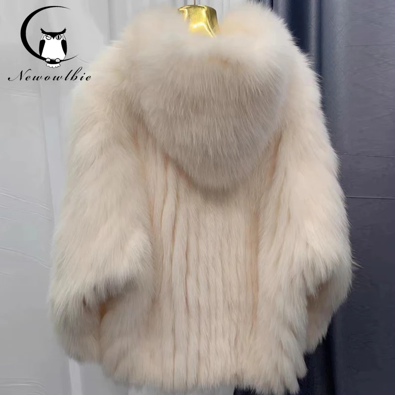 Top Trends: Double-sided Fur Strip Sewed Toghter Fox Fur Hooded Coats Women Imported Real Fox Fur Thick Jackets White BearWarm Clothes Shoppable Styles