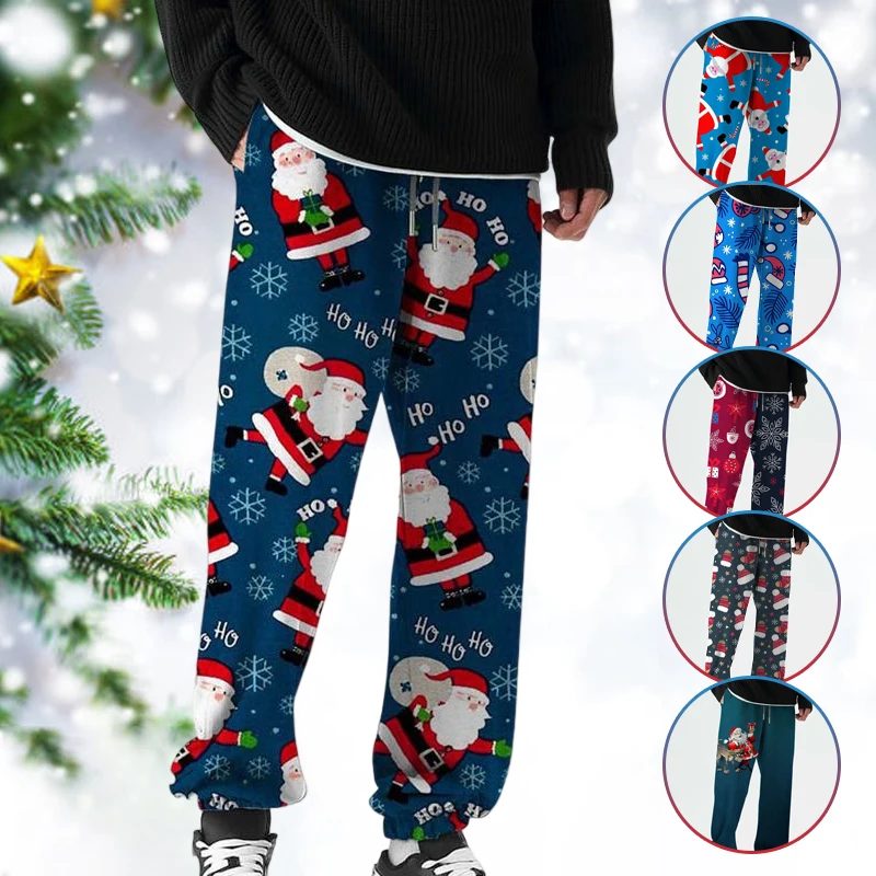 Top Trends: Men Christmas Printed Casual Trousers Autumn Winter Drawstring Jogger Pants Xmas Santa Claus Wide Straight Pants Sweatpants Shoppable Styles