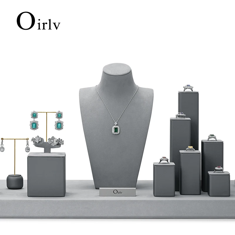 Top Trends: Oirlv Fashion Gray Jewelry Display Set Shops Cabinet Display Props For Necklace Watch Ring Earrings Bangle Decoration Rack Shoppable Styles