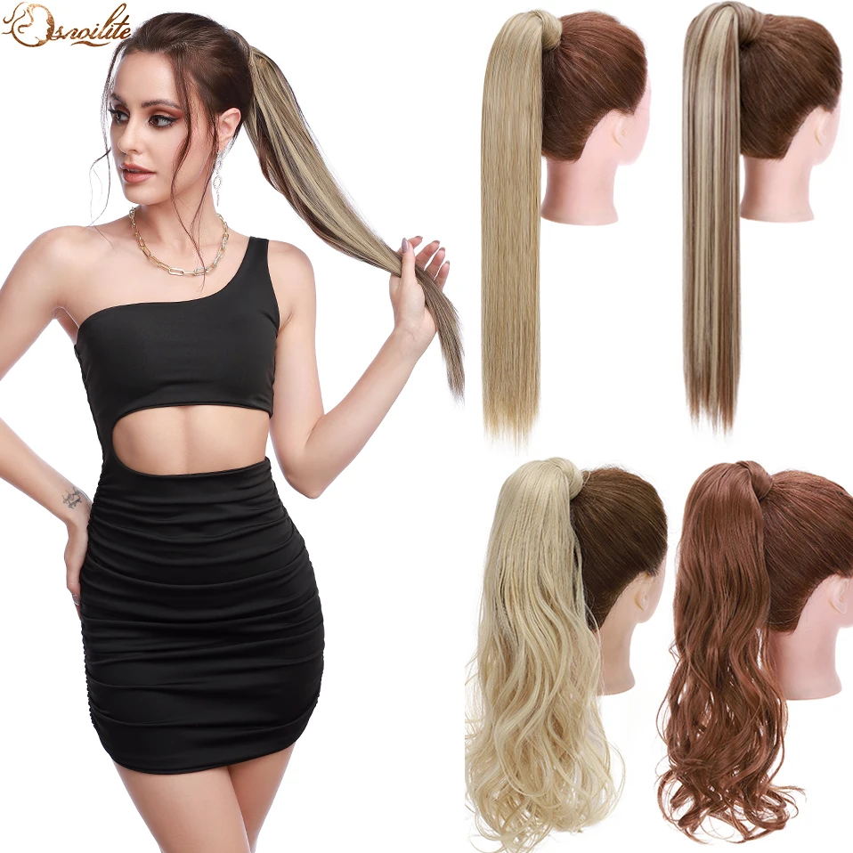 Top Trends: S-noilite Synthetic 23&quot; Long Wavy Clip In Hair Tail False Hair Ponytail Hairpiece With Hairpins Women Pony Tail Hair Extension Shoppable Styles