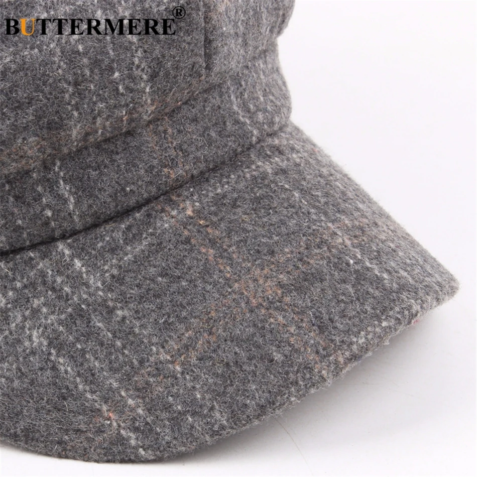 Top Trends: BUTTERMERE Women Wool Tweed Caps Newsboy Female Male Vintage Army Green Plaid Flat Caps Spring Painters Cabbie Duckbill Hat 2024 Shoppable Styles - Image 5