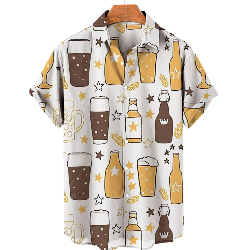 Top Trends: Men's Summer Beer Pattern Beach Luxury Social Oversized Hawaiian Shirts And Blouses Fashion Cheers Medieval Harajuku Clothes Shoppable Styles