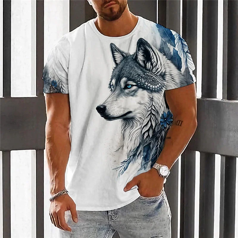 Top Trends: Animal Men's T-Shirt 3d Wolf Print Men's Tops Casual Short-Sleeved Simple T-Shirt Summer O-Neck T-Shirt Men's Oversized Clothing Shoppable Styles