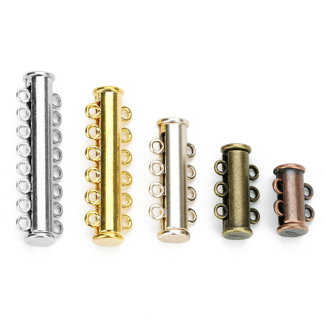 Top Trends: 5pcs 2-8rows Magnetic Clasps End Caps Slider Clasp Buckles Tubes With Connectors Lock Clasp For Diy Multilayer Bracelet Necklace Shoppable Styles