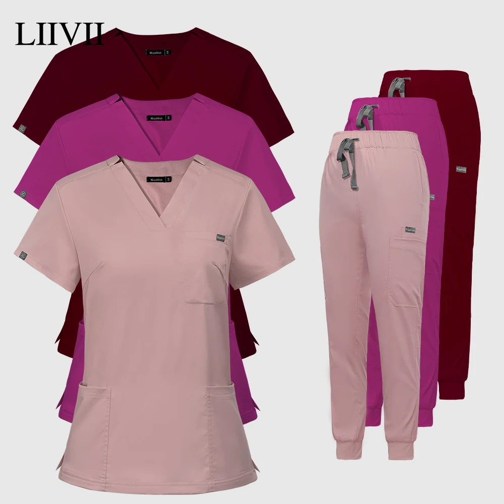 Top Trends: High Quality Scrub Suits Wholesale Operating Room Medical Uniform Set Short Sleeve Nurse Set Accessories Tops Pants Scrubs Suit Shoppable Styles