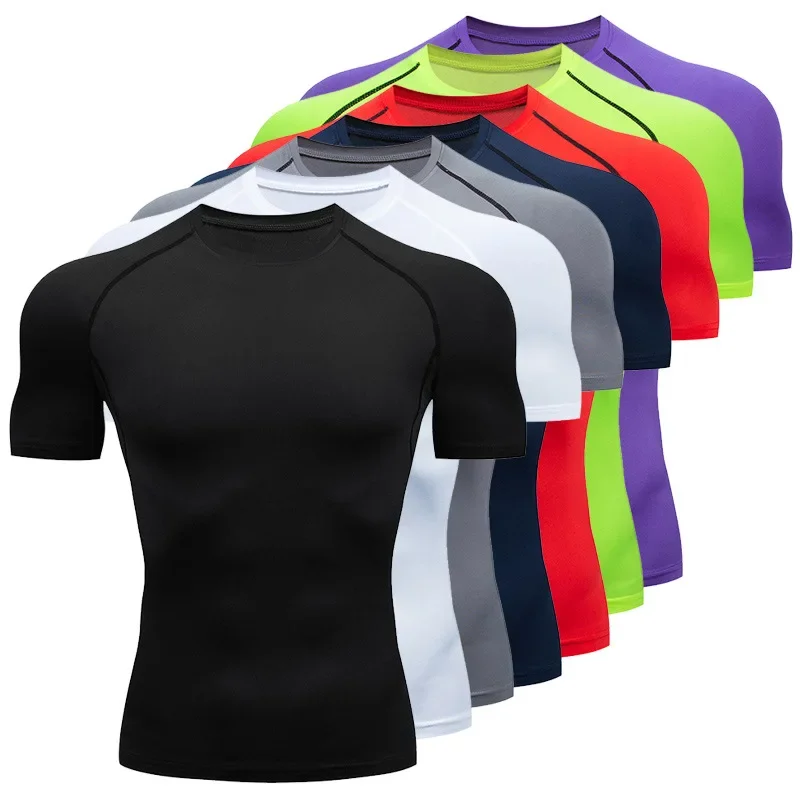 Top Trends: Sports Short Sleeved Running T-Shirts Fitness Quick Drying Basketball Jersey Compression Shirt Elastic Tight Sport Men Gym Shoppable Styles