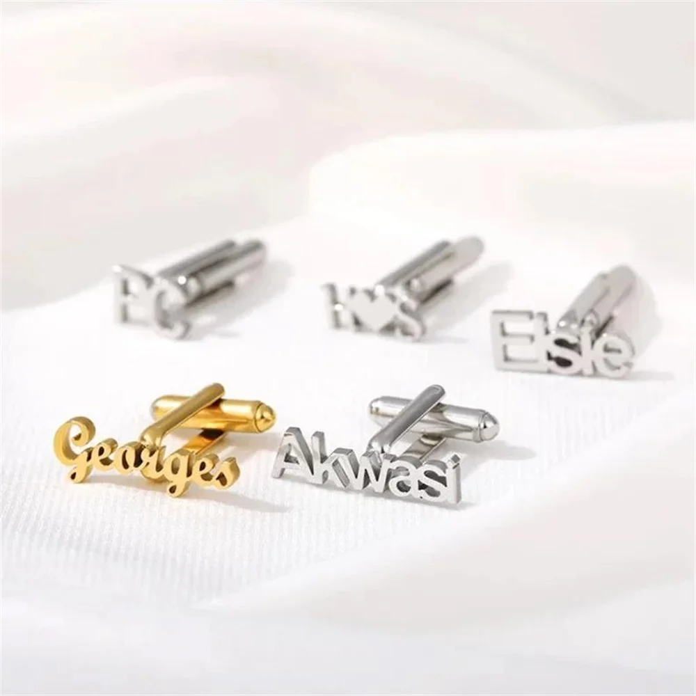 Top Trends: Custom Name Cuff Links Personalised Initials Cuff Links Letter Cufflink Nameplate Cuff Links Wedding Anniversary Gift For Men Shoppable Styles - Image 5