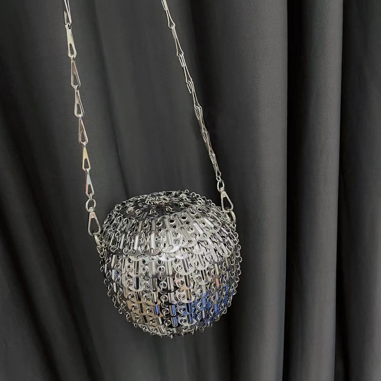 Top Trends: Luxury Metal Ball Shoulder Bag Handmade Sequins Woven Bags For Women Designer Chains Crossbody Bags Wedding Party Evening Bag Shoppable Styles